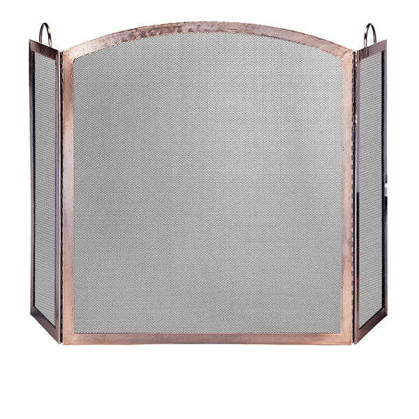 UniFlame 3 Panel Antique Copper Screen with Arched Center Panel